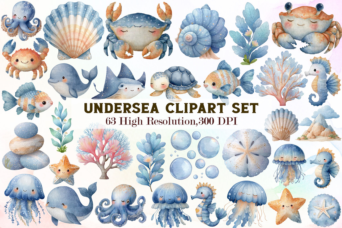 Undersea watercolor clipart, an Illustration by Sublimation Artist (Photo 1 of 7)