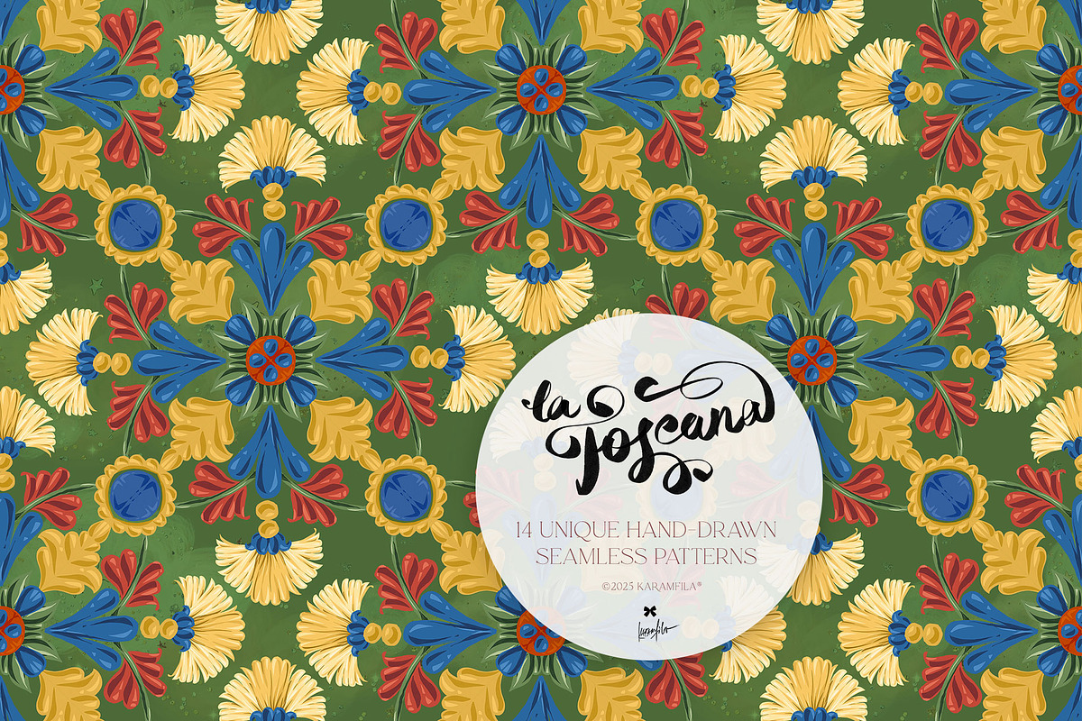 Tuscany Tiles Wine Seamless Patterns, a Pattern Graphic by KaramfilaS (Photo 8 of 18)