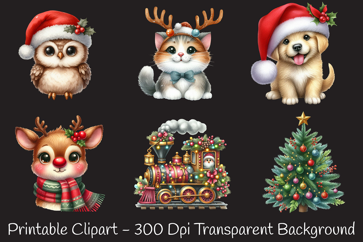 Cute Cartoon Christmas Clipart, an Illustration by RobertsArt (Photo 4 of 7)