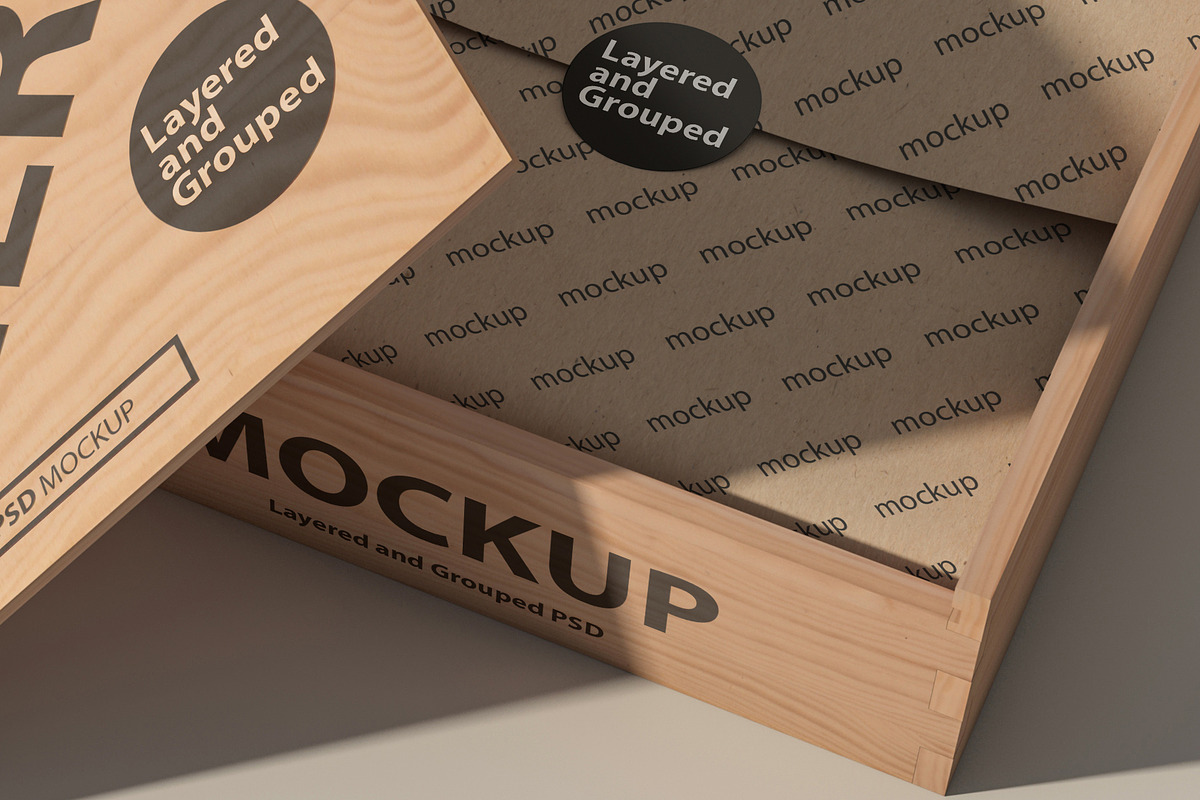 Wooden box PSD Mockup, a Packaging Mockup by GreatFruit (Photo 7 of 8)