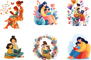 Reading with Mom Mothers Day Clipart, an Illustration by Designking (Thumbnail 4 of 5)