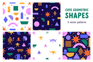 Geometric shapes seamless patterns, a Pattern Graphic by Good Studio
