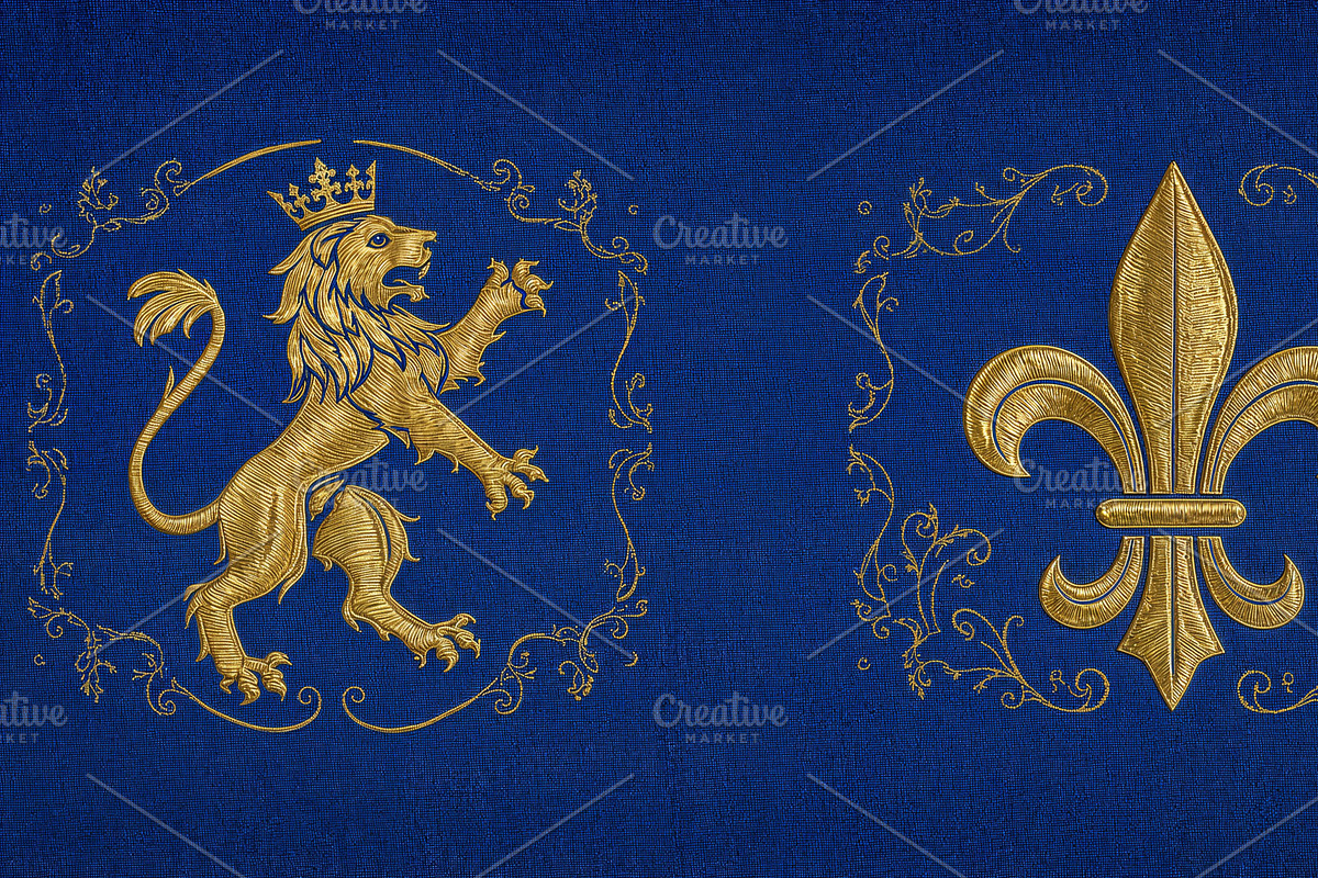 Displaying symbols on royal blue, an Illustration by wavebreak
