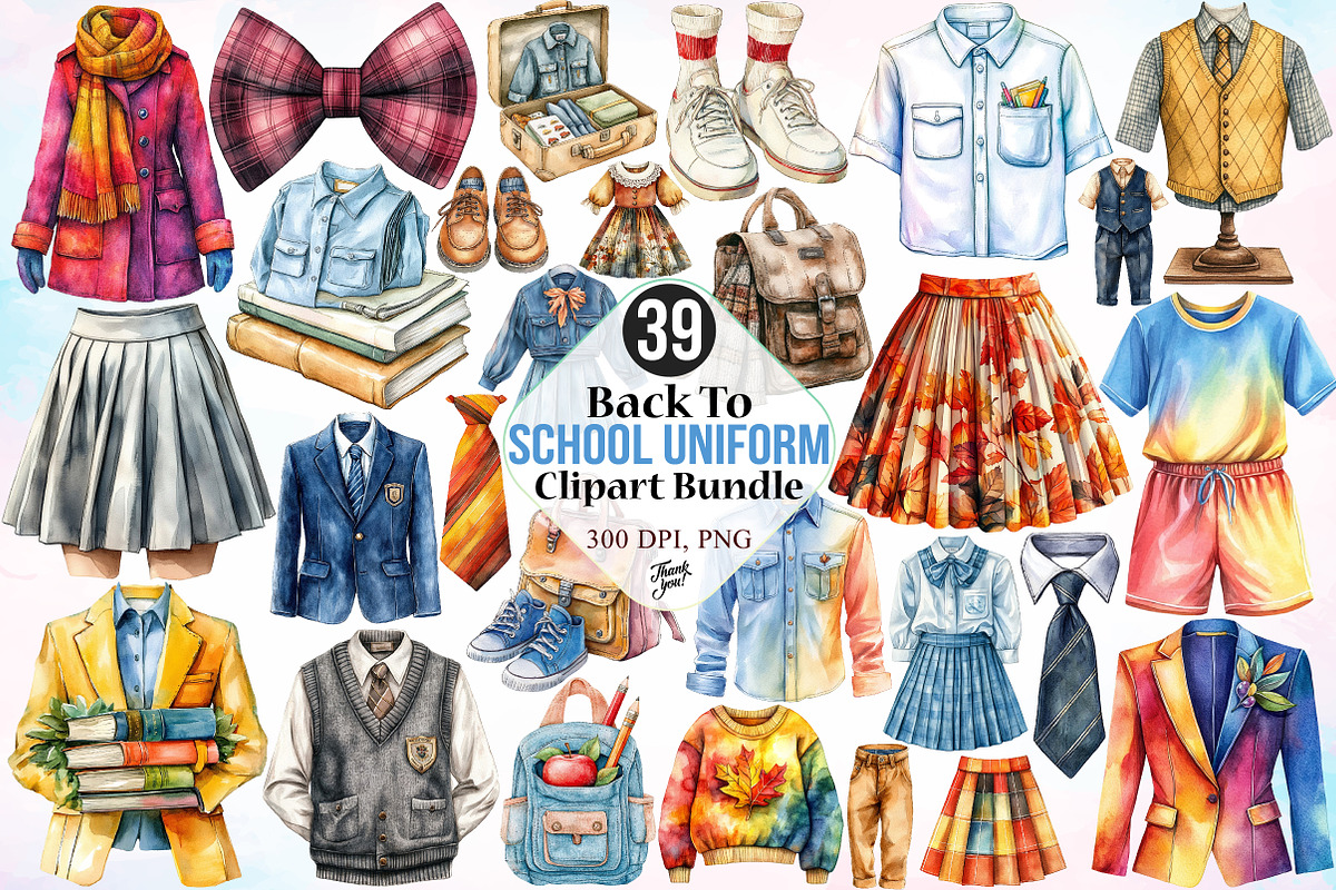 Back To School Uniform Clipart PNG, a Seasonal Illustration by Canvas Craft (Photo 1 of 3)
