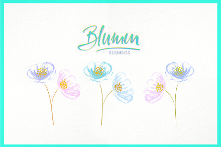 TINY SET of FLORAL ELEMENTS
