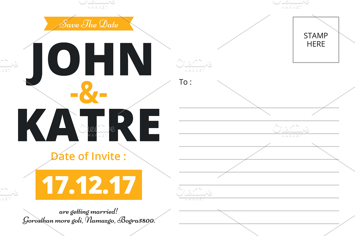 Wedding Invitation Post Card, an Invitation Template by GenerousArt