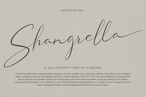 Shangrella Wedding Calligraphy, a Script Font by Almeera Std