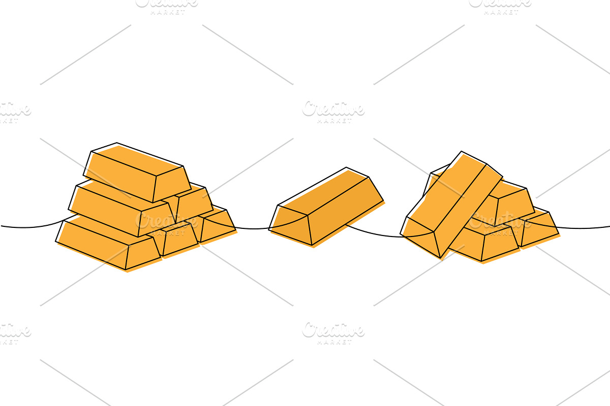 Set of gold bars one line colored, an Object Illustration by GraphiShop