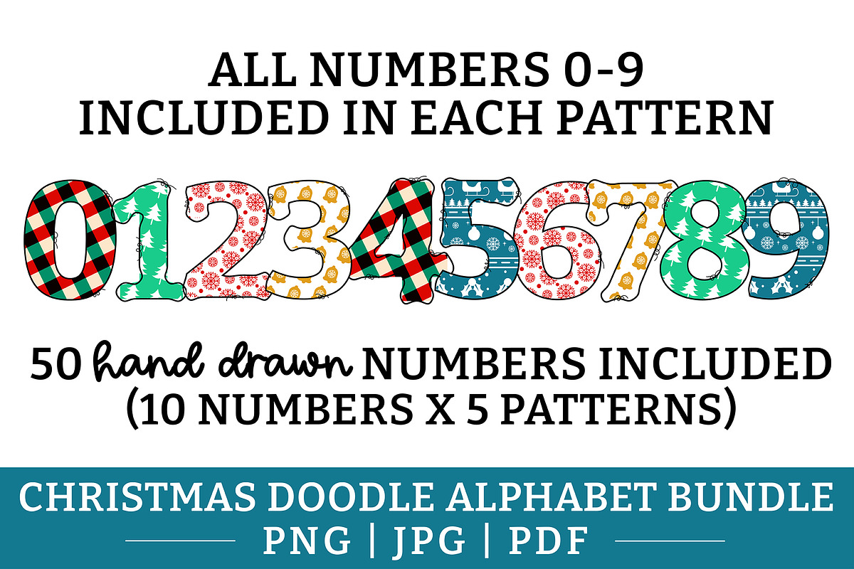 Christmas Doodle Alphabet PNG Bundle, a Graphic by CraftlabSVG (Photo 4 of 13)