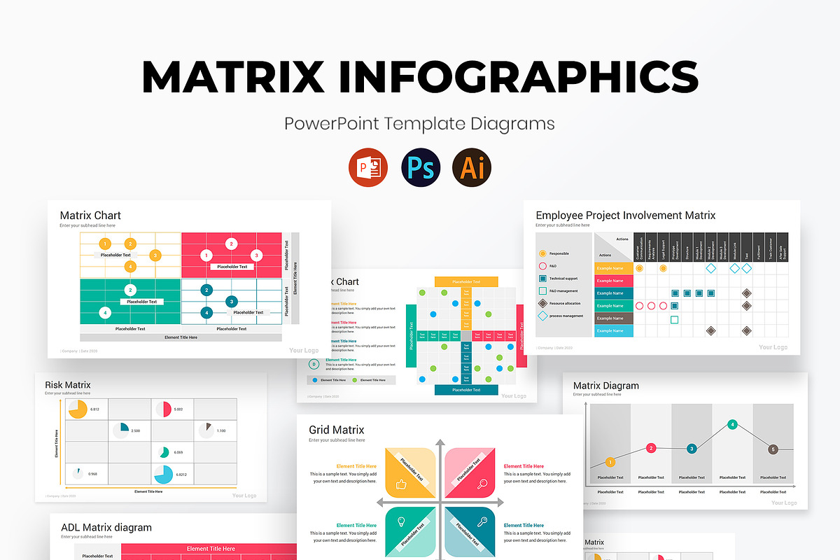 Matrix Diagrams PowerPoint Template, a Presentation Template by SlideOne (Photo 1 of 12)
