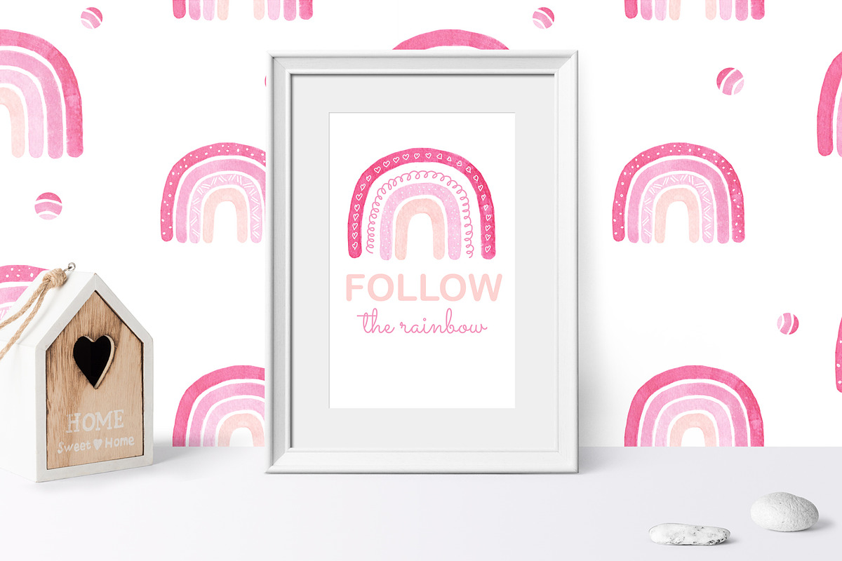 Watercolor rainbow clipart patterns, a Pattern Graphic by Jermolina Mockups (Photo 6 of 8)