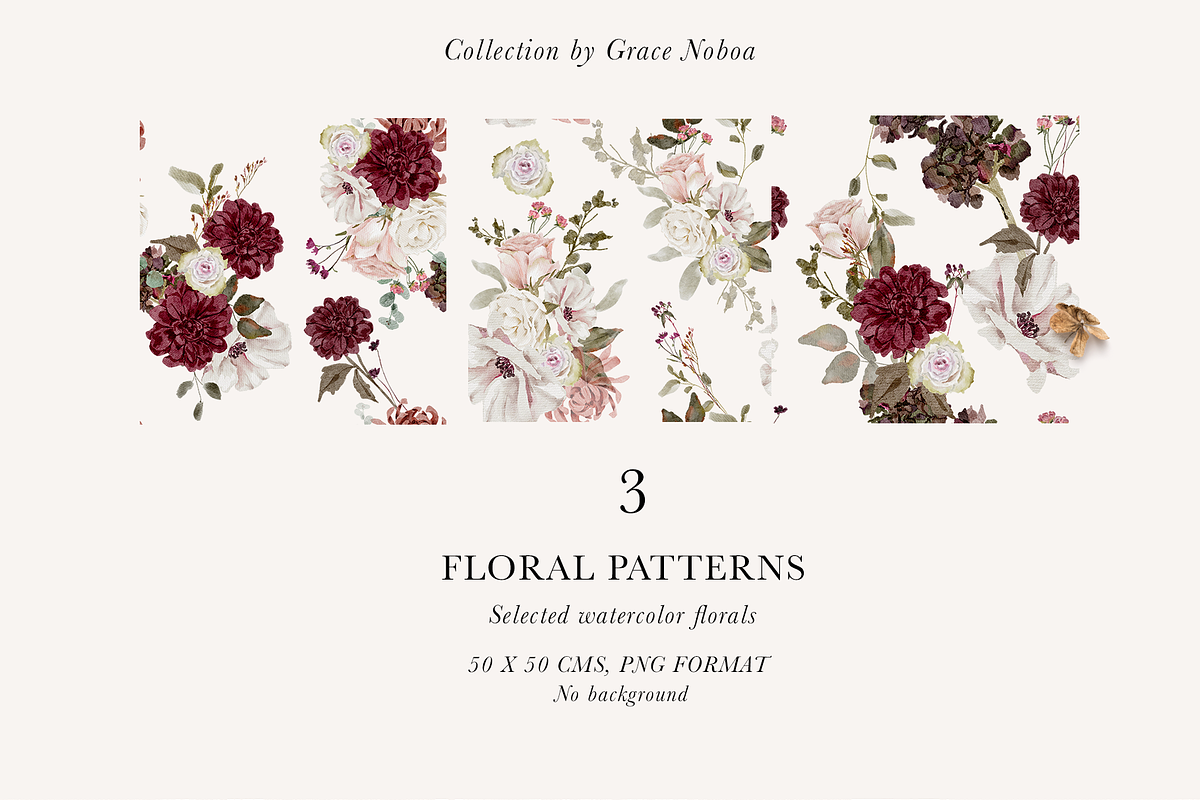 Burgundy & Blush Watercolor Florals, a Decorative Illustration by Grace Noboa Illustrations (Photo 7 of 13)
