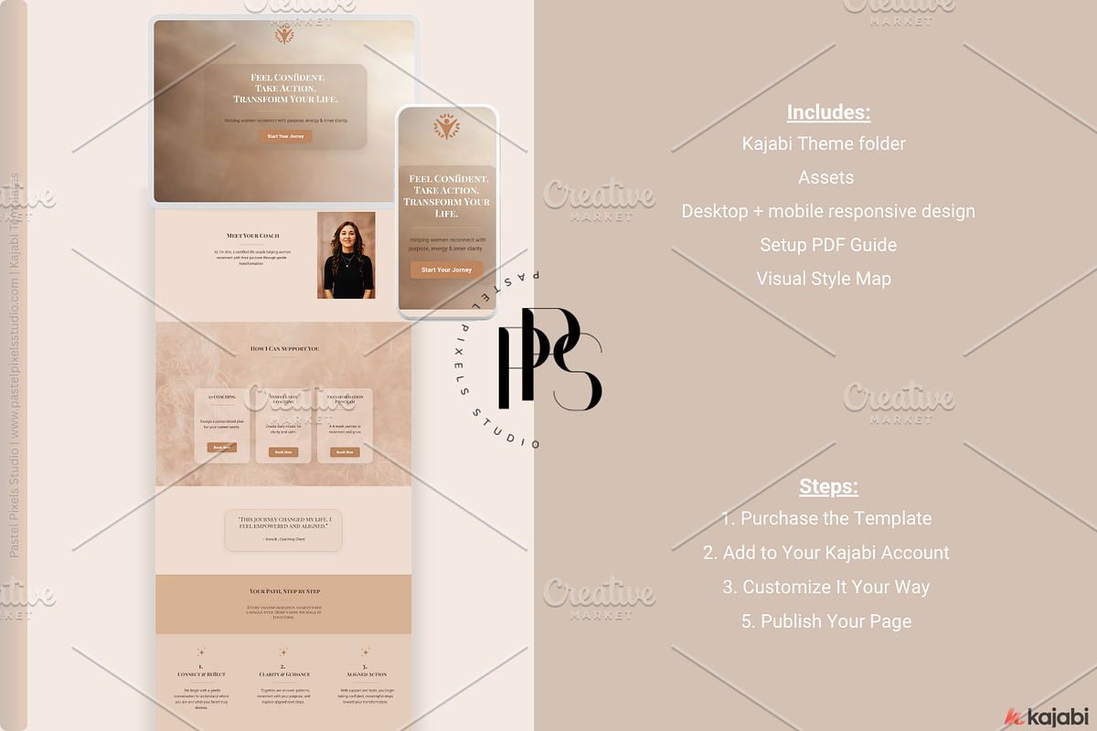 Life Coach Kajabi Page Template, a Landing Page Template by Pastel Pixels Studio (Photo 4 of 4)
