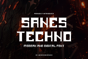 Sanes Techno - Digital Font, a Serif Font by QR Design Studio