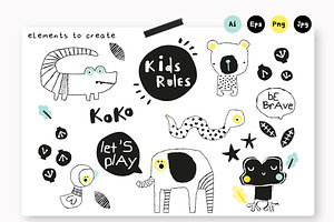 Black And White Kids Patterns Prints