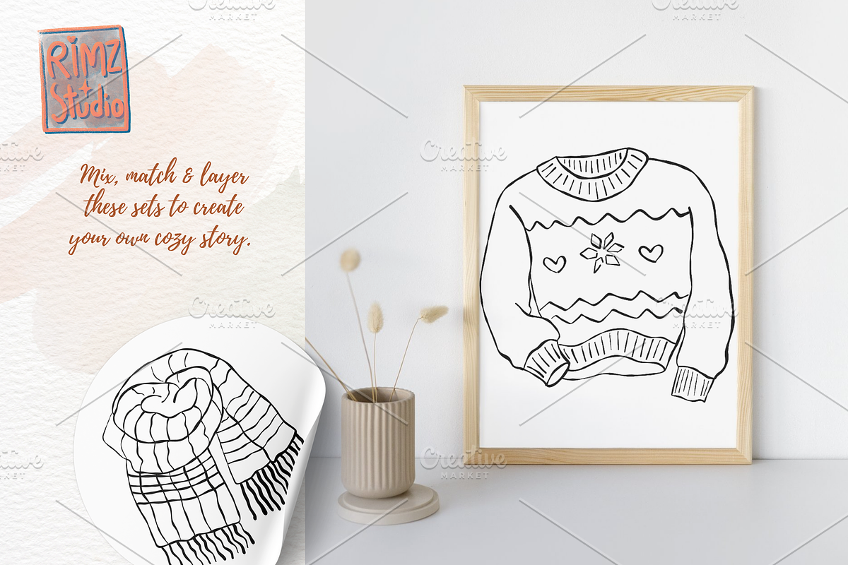 Hand-Drawn Cozy Winter Clothes SVG, an Object Illustration by RimzStudio (Photo 3 of 7)