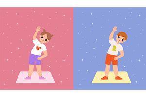 Children doing gymnastics. Morning, a Sport Illustration by Valerie Bodnar