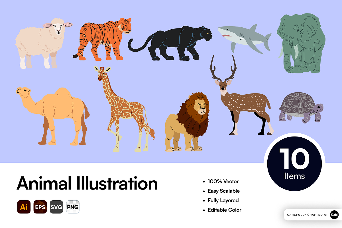 Wild Animal Vector Illustration Pack, an Object Graphic by SLAB! Design