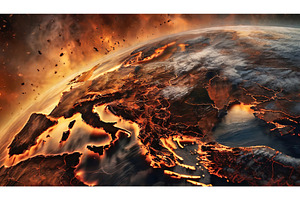A vividly burning planet Earth with, an Abstract Photo by Igor Tichonow