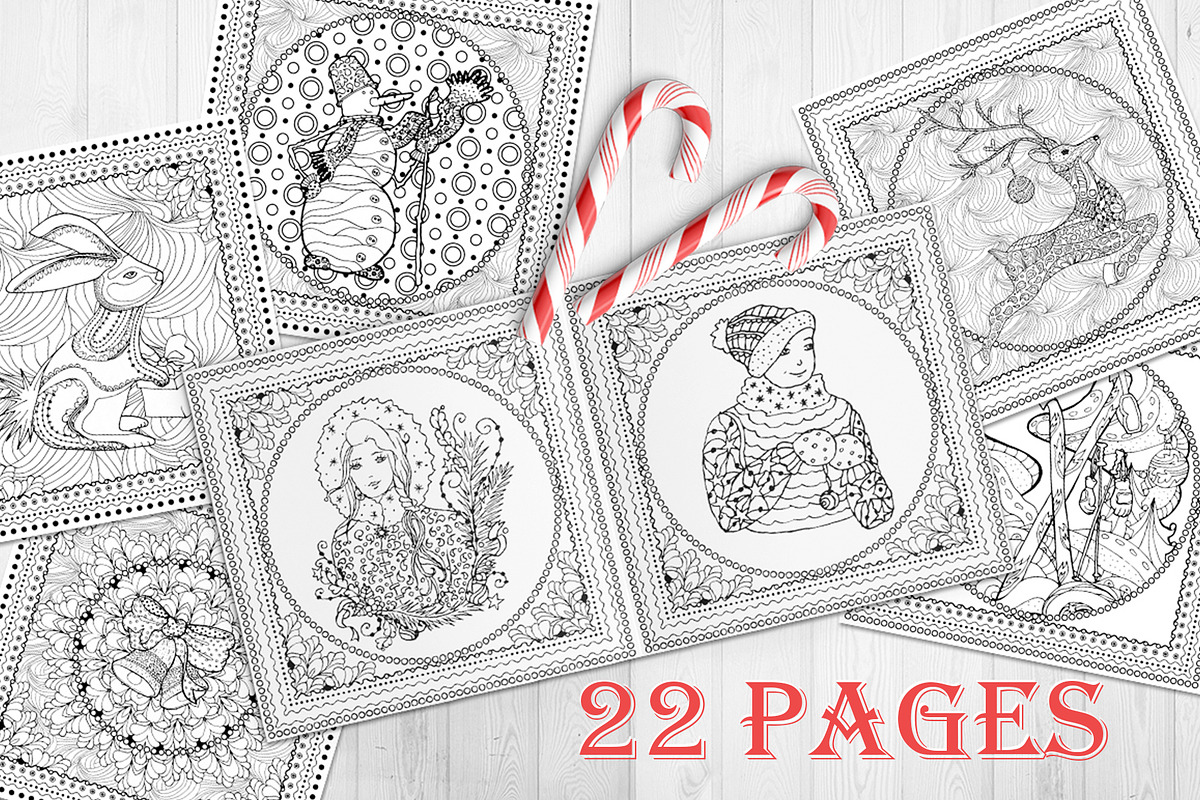 Christmas Adult Coloring Book, a Decorative Illustration by ilonitta (Photo 2 of 8)