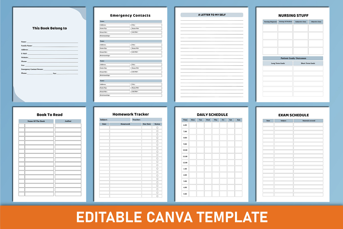 Nursing Student Planner Canva, a Stationery Template by Mustafiz (Photo 2 of 4)