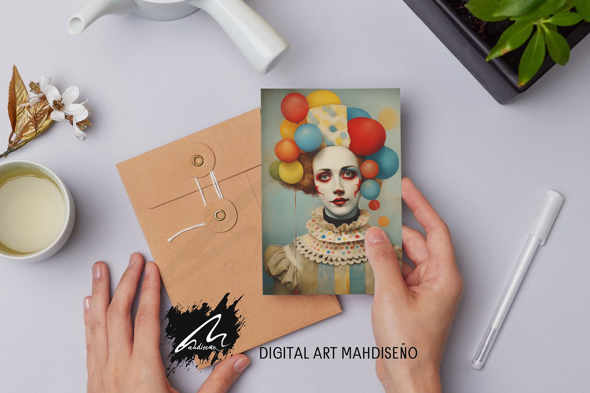 Whimsical Clown Junk Journal Pages, a Person Illustration by Digital Art Mahdiseño (Photo 9 of 10)
