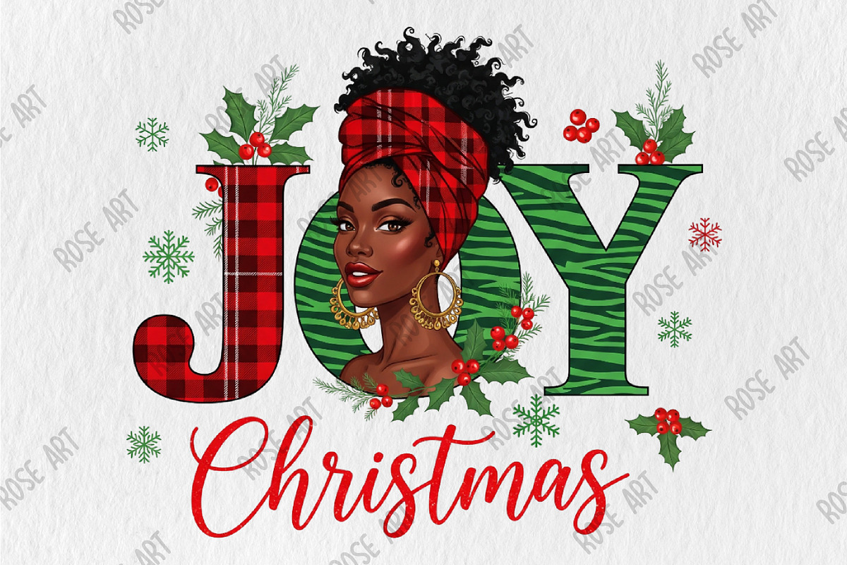 Christmas Joy Black Woman Png Sublim, a Seasonal Illustration by Rose Art (Photo 1 of 5)