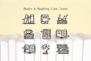Books & Reading Line Icons, an Outline Icon by Lyolya Profitrolya