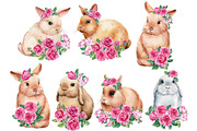 Fluffy bunnies. Watercolor painting, an Animal Illustration by Hanna Hryharenka (Thumbnail 7 of 17)