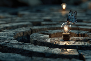 Butterfly on Light Bulb in Maze, a Business Photo by Ales Munt