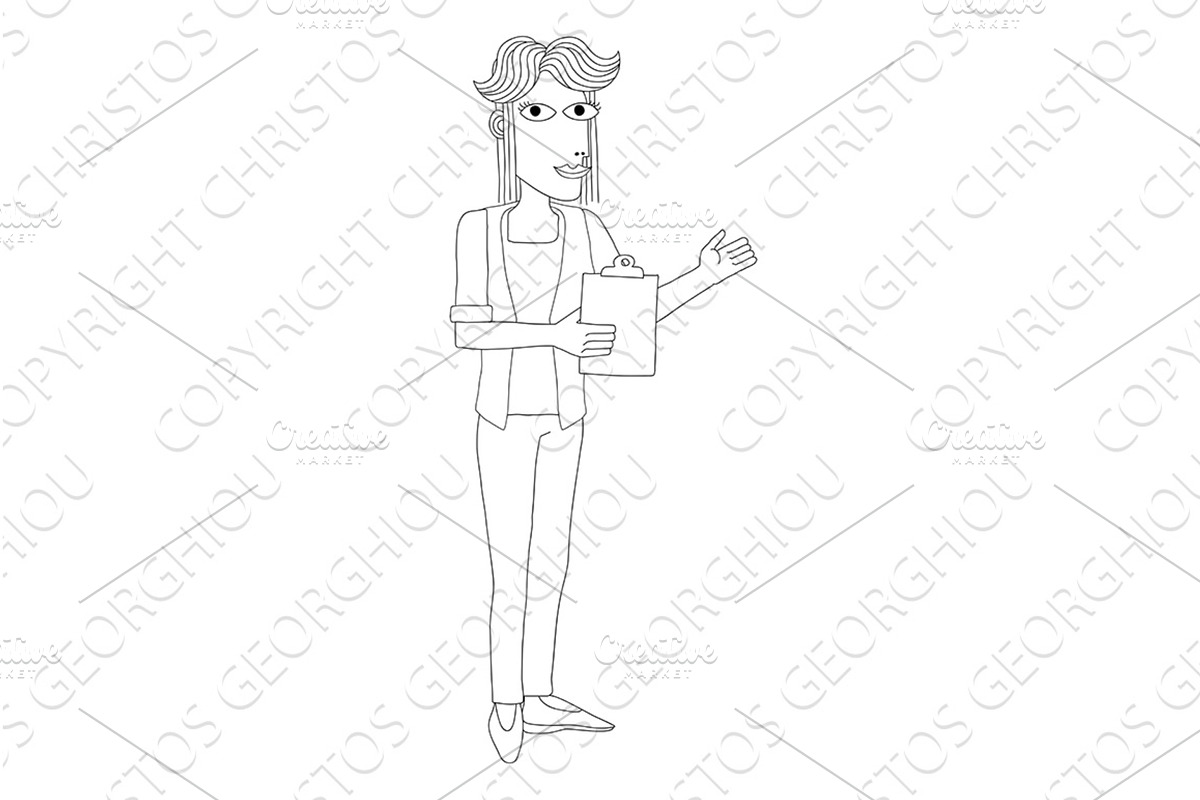 Woman With Clipboard Pointing, a Finance Illustration by Christos Georghiou
