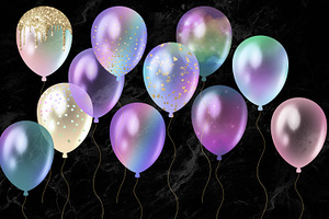 Iridescent Rainbow Balloons Clipart