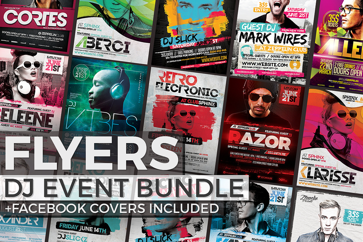 12 DJ Event Flyers + FB Covers, a Flyer Template by Graphicdome (Photo 1 of 5)