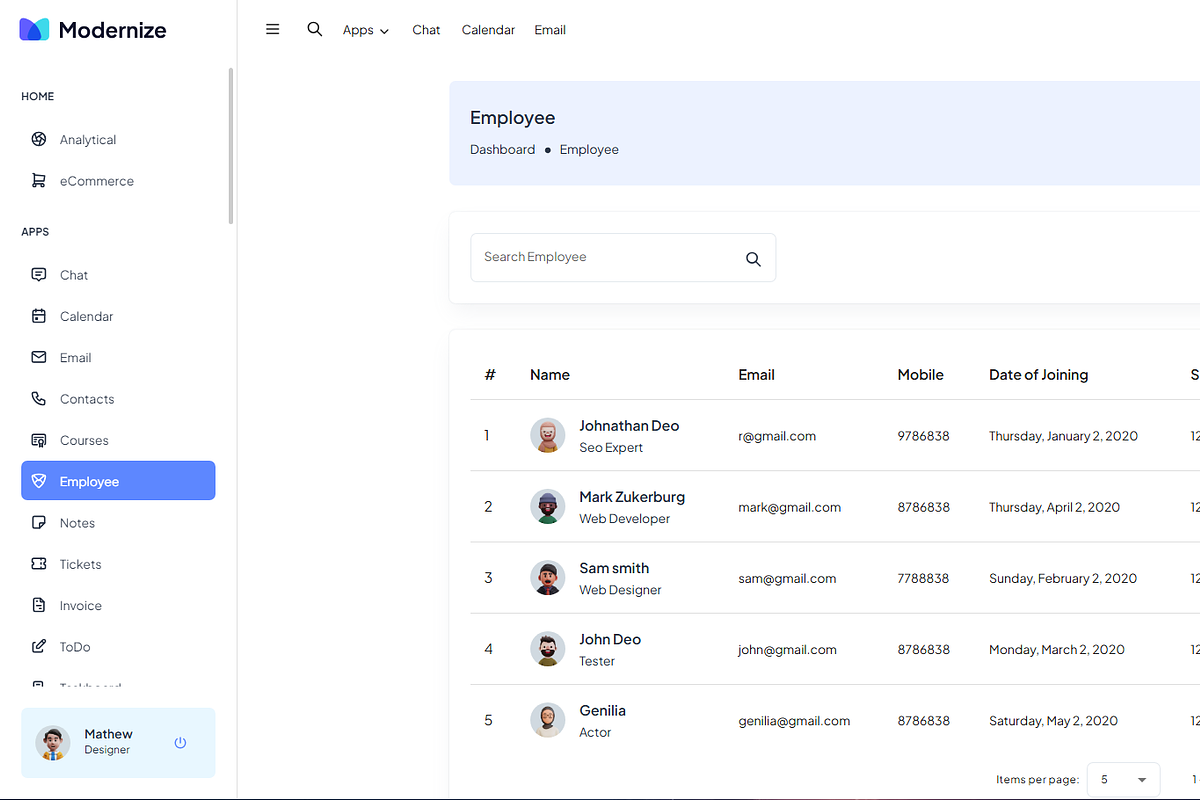 Modernize Angular Admin Dashboard, a Templates & Theme by AdminMart (Photo 15 of 15)