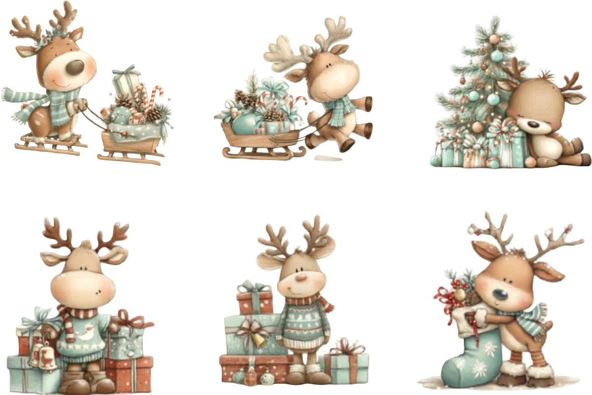 Cute Christmas Reindeer Clipart, a Seasonal Illustration by Designking (Photo 5 of 5)