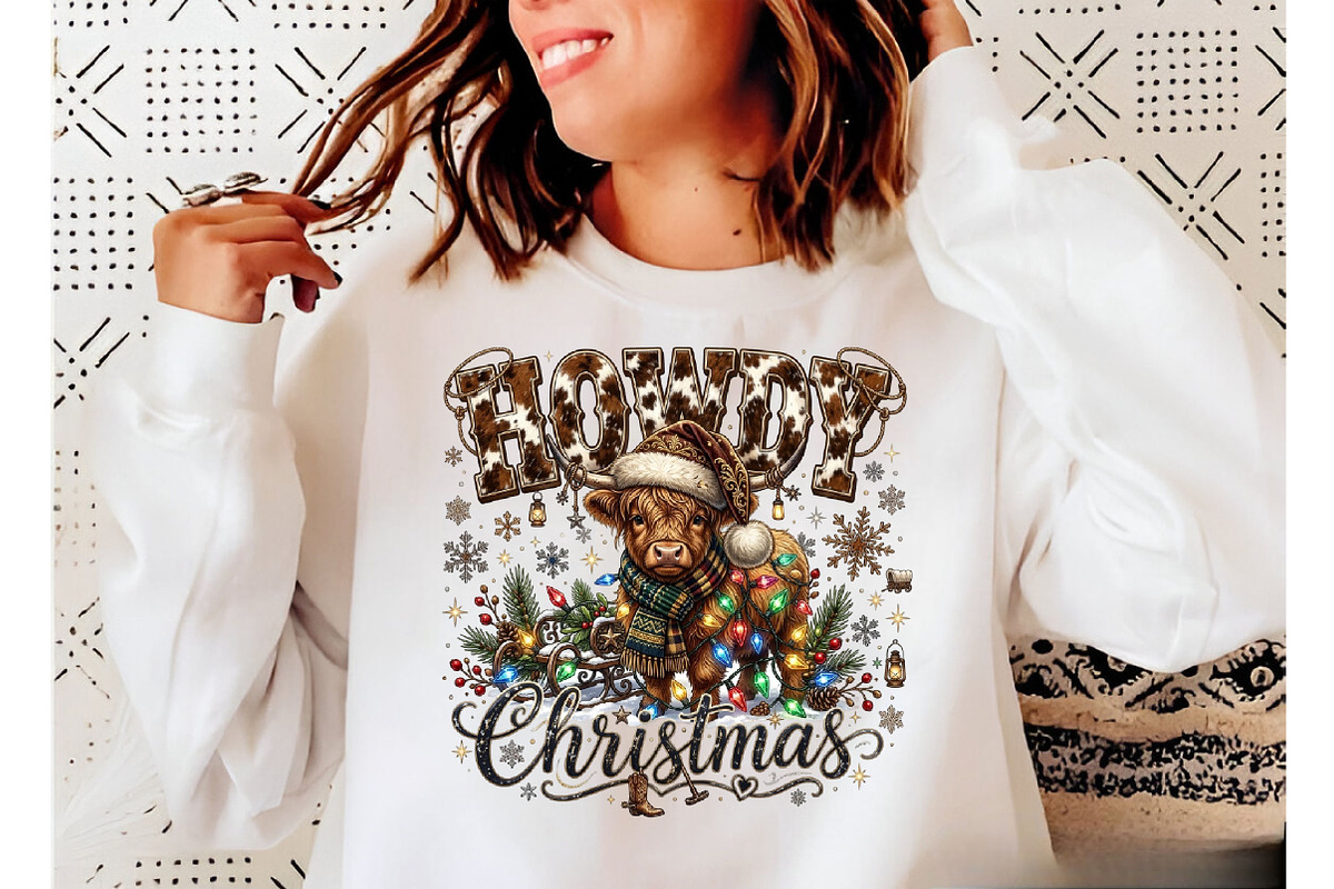 Howdy Christmas Highland Cow PNG, a Seasonal Illustration by Designking (Photo 2 of 6)