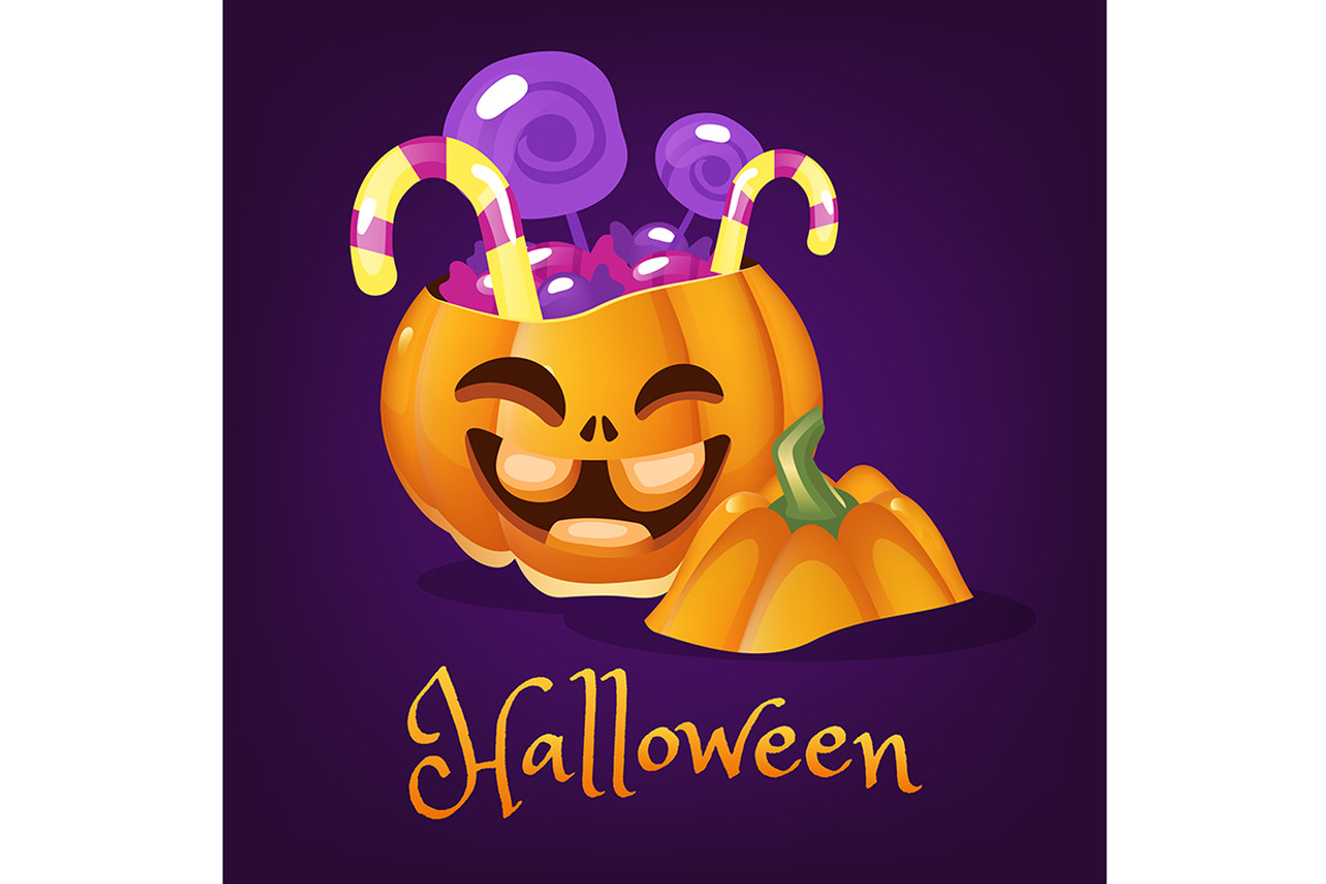 Happy pumpkin with sweets, a Poster Template by IMG visuals characters