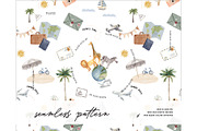 travel itinerary Vacation pattern, a Pattern Graphic by Milatoo (Thumbnail 1 of 4)