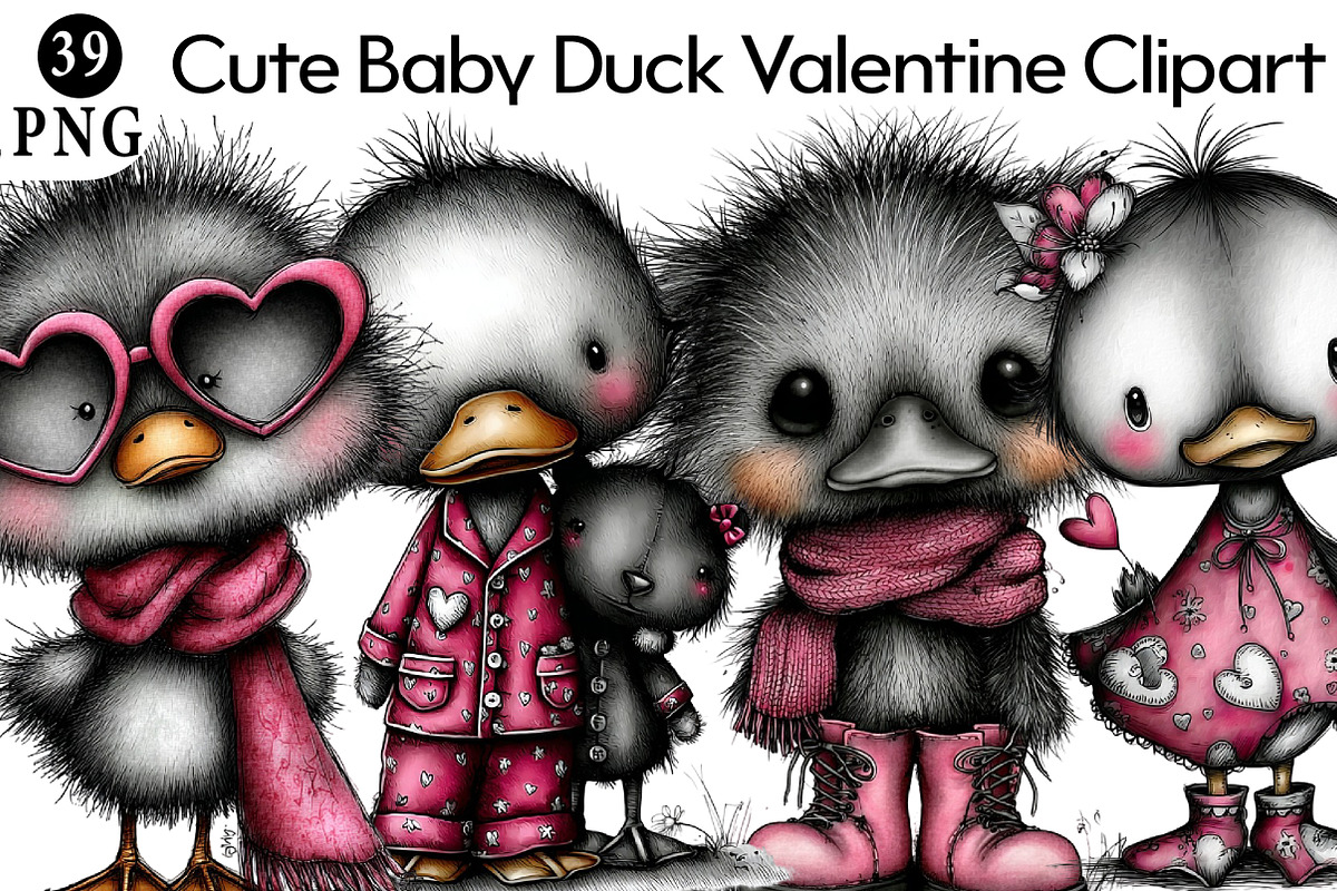 Cute Baby Duck Valentine Clipart, an Illustration by Daily.Designs (Photo 1 of 5)