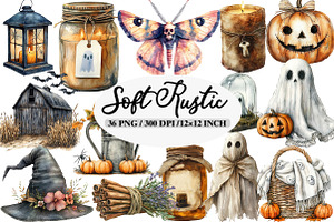 Soft Rustic Halloween Clipart, an Illustration by Daily.Designs
