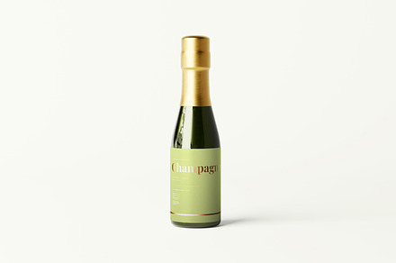 Mini Wine or Champagne Bottle Mockup, a Cups & Container Mockup by MockupFree.Net