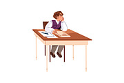 Kids students at desks in class set, an Education Illustration by PaperTrident (Thumbnail 5 of 7)