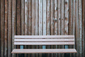 Wooden bench minimal scene, an Architecture Photo by SkyNext