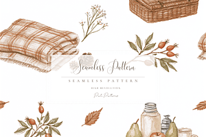 Autumn Picnic Seamless Pattern