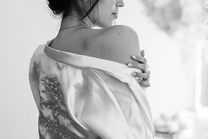 bride young girl in lingerie in the morning in the room