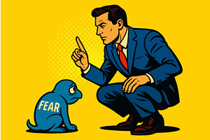 Man Confronting Fear Illustration in, a Person Illustration by AlexArt