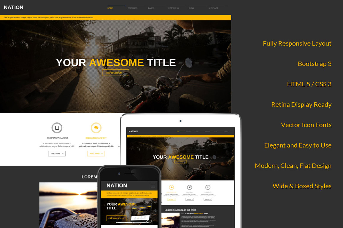 Nation Responsive Bootstrap Theme, a Bootstrap Template by IceTemplates (Photo 1 of 4)