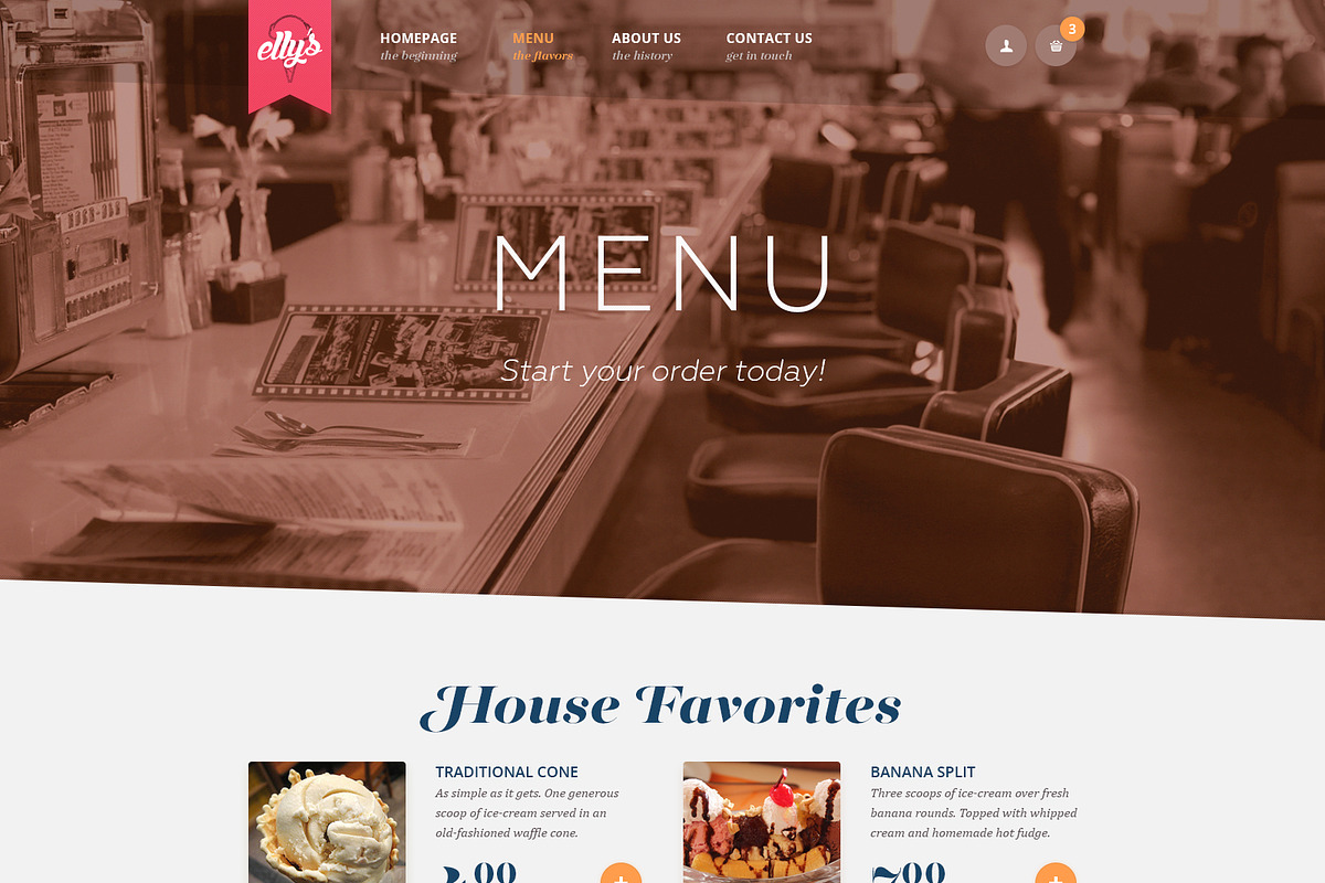 Elly's Ice Cream Deluxe PSD Template, a Websites & App Template by Mosaic Web Market (Photo 2 of 3)