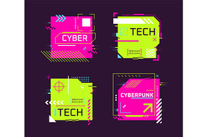 Cyber tech boxes. Cyberpunk hexagon, a Technology Illustration by Stock-Smart-Start