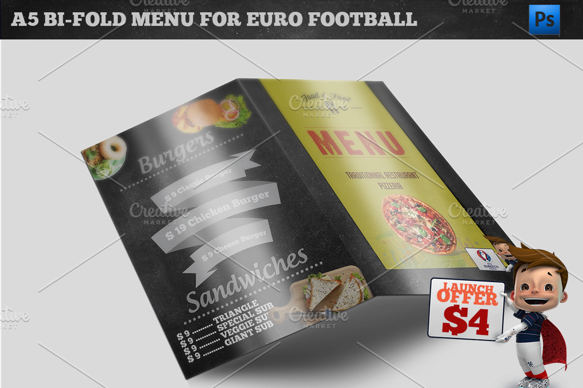 A5 Bi-Fold Menu Euro 2016 Football, a Brochure Template by Studio 19 (Photo 4 of 7)